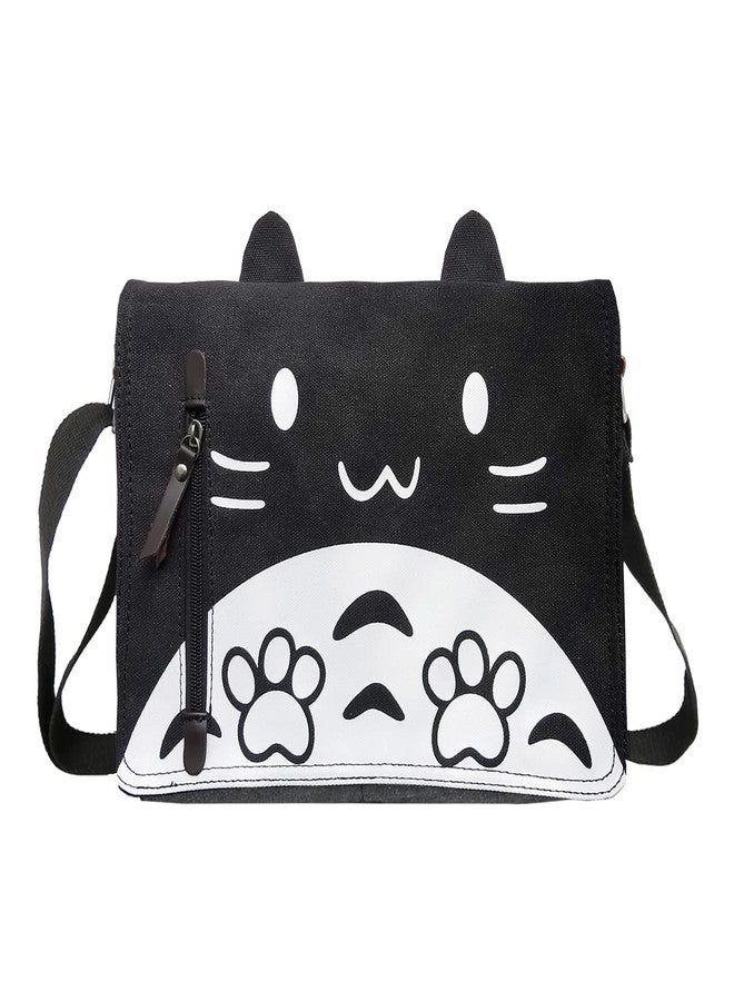 JOCHUI Canvas Kawaii Cat Shoulder Bag - Cute Kitty Messenger Crossbody Satchel Women Sling Book Bag - Image 1
